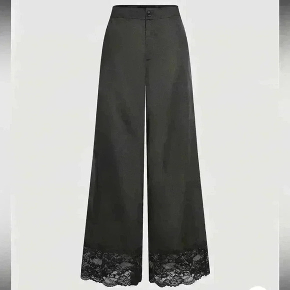 Cider SATIN LACE TRIM WIDE LEG TROUSERS Large - Picture 1 of 10